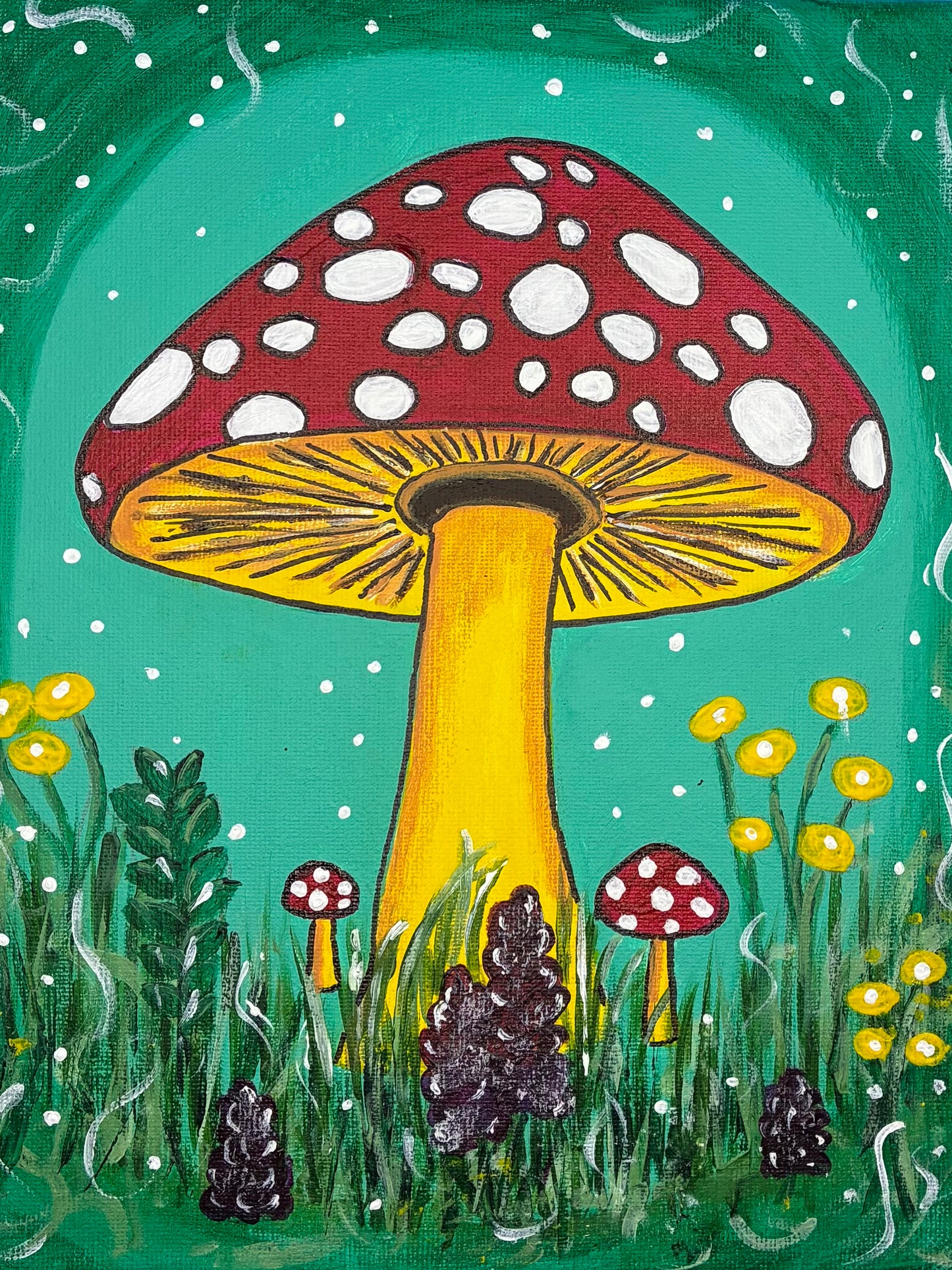 This is an image of Serenity Art Kits Mushroom painting at home in Melbourne