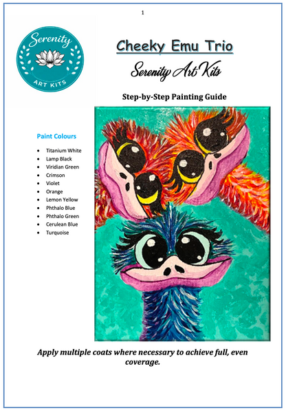 Cheeky Emu Trio Art Kit